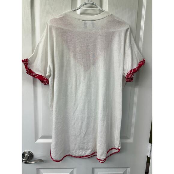 Vintage Sergio Valente one size large/XL red Bandana print shirt fringe shirt - Picture 2 of 9